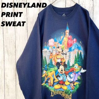 ディズニー(Disney)のHanesヘインズdisneylandディズニーランドプリントユニセックス紺色S(スウェット)