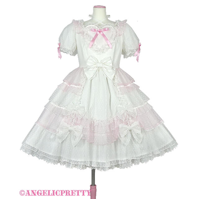 Angelic Pretty(アンジェリックプリティー)のangelic pretty トッピングハート　ワンピース　白 レディースのワンピース(ひざ丈ワンピース)の商品写真