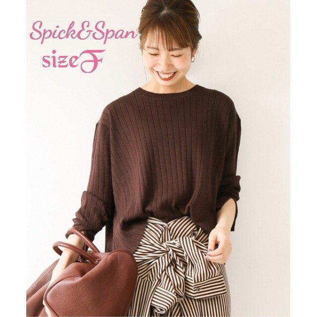 Spick & Span(スピックアンドスパン)のスピックアンドスパン　春物ワイドリブスリットプルオーバー　ブラウン　フリーサイズ レディースのトップス(カットソー(長袖/七分))の商品写真