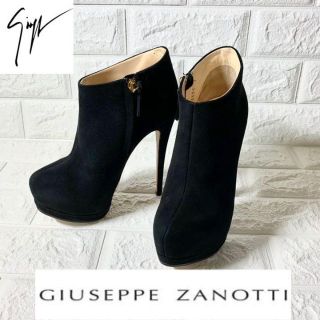 ジュゼッペザノッティ(GIUZEPPE ZANOTTI)の【美品】ジュゼッペザノッティ　ショートブーツ　黒　ピンヒール　ブーティ　22(ブーティ)