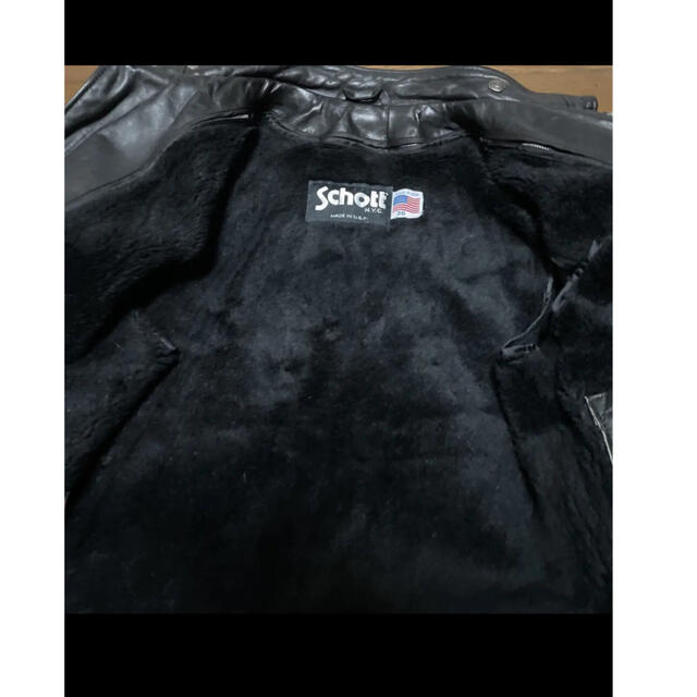 schott(ショット)の美品‼️schott立襟シングルライダース141 36インチ　インナーボア付 メンズのジャケット/アウター(ライダースジャケット)の商品写真
