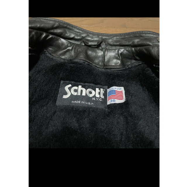 schott(ショット)の美品‼️schott立襟シングルライダース141 36インチ　インナーボア付 メンズのジャケット/アウター(ライダースジャケット)の商品写真