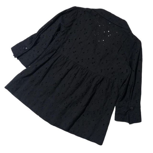 NARACAMICIE(ナラカミーチェ)のナラカミーチェ 大きい3L 綿100% シャツジャケット 花レース刺繍 IV 黒 レディースのトップス(シャツ/ブラウス(長袖/七分))の商品写真