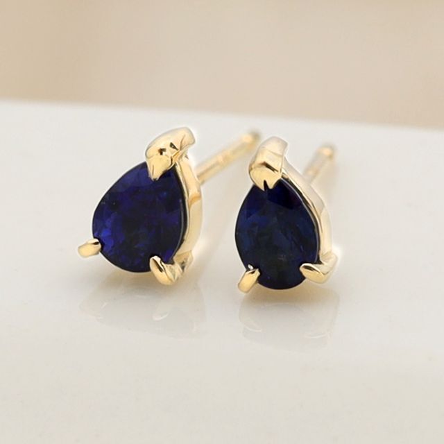 ピアス【合計0.46ct】サファイヤペアシェープカット スタッドピアス  K18YG