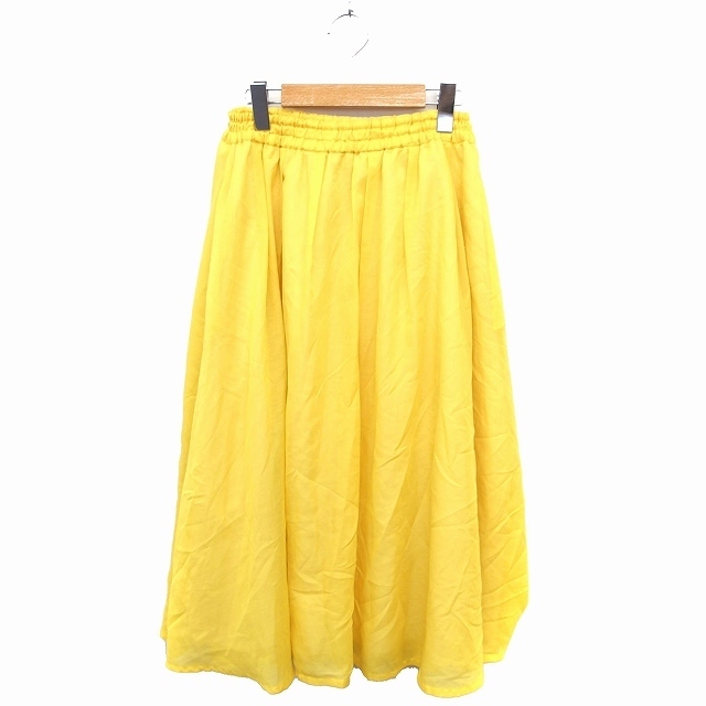 tiara(ティアラ)のティアラ Tiara フレア スカート マキシ丈 ロング 無地 シンプル 2 黄 レディースのスカート(ロングスカート)の商品写真