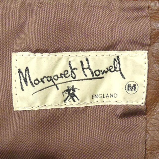 【2022春夏新色】 MARGARET HOWELL - 日本製 レザー テーラードジャケット ブレザー スーツ M 茶 本革 メンズ