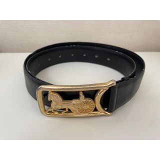 超人気新品 ビンテージ 黒 セリーヌCELINEレザーベルト 馬車金具 ...