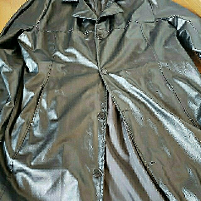 メンズ ロング コート 革ジャン 風 レザー 黒  大きい 秋物 冬 メンズのジャケット/アウター(ステンカラーコート)の商品写真