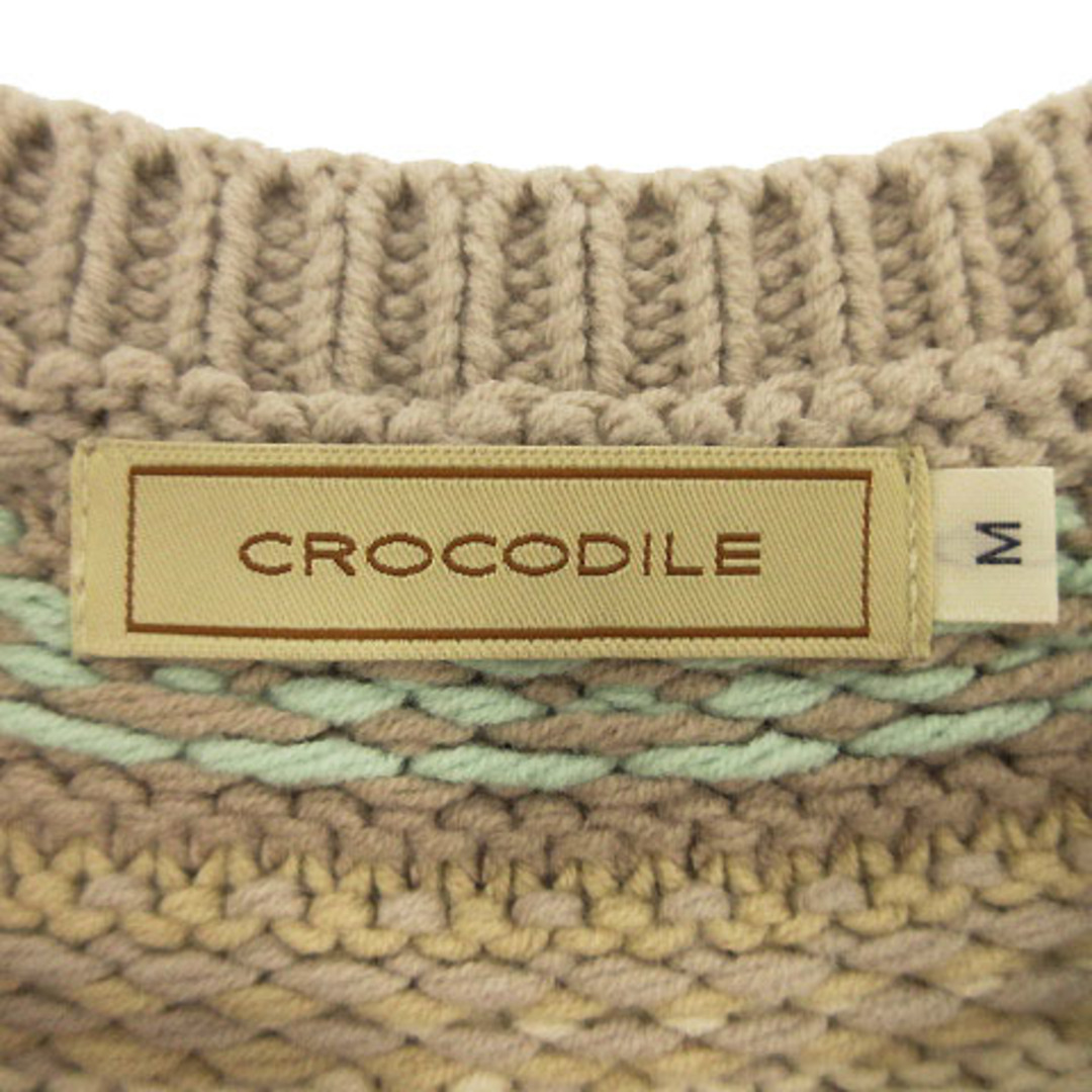 Crocodile(クロコダイル)のクロコダイル CROCODILE ベスト ニット ジャガード柄 ベージュ M レディースのトップス(ベスト/ジレ)の商品写真