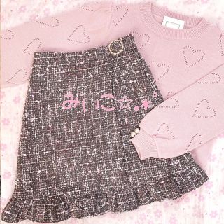 エブリン(evelyn)のmillebonheur ♡バックルツイードスカート　ブラック♡(ミニスカート)