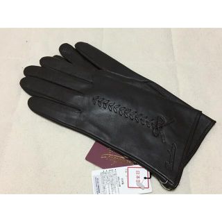 100新品Borsalino 羊革 レディースベルト付ラビットファー手袋ブラック