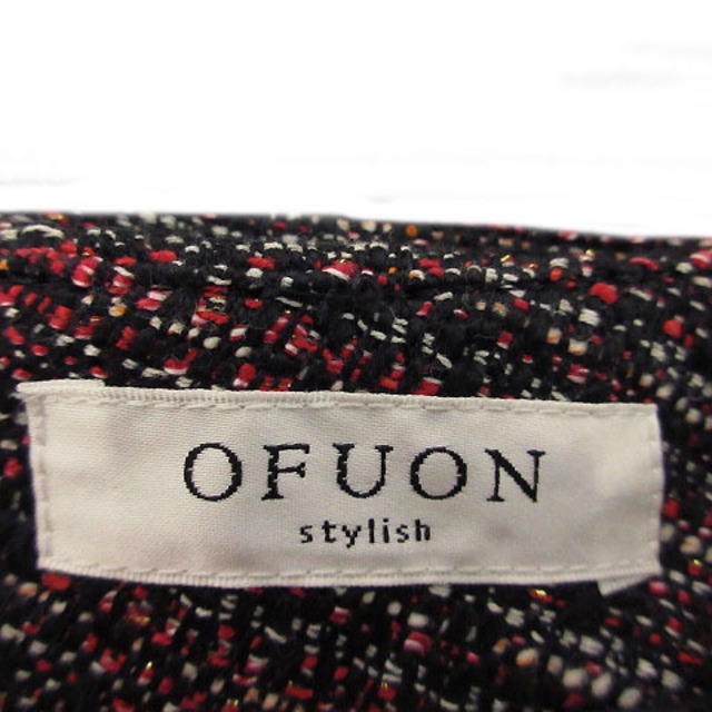 OFUON(オフオン)のオフオン ofuon スカート ひざ丈 ツイード ブラック 黒 レッド 赤 ホワ レディースのスカート(ひざ丈スカート)の商品写真