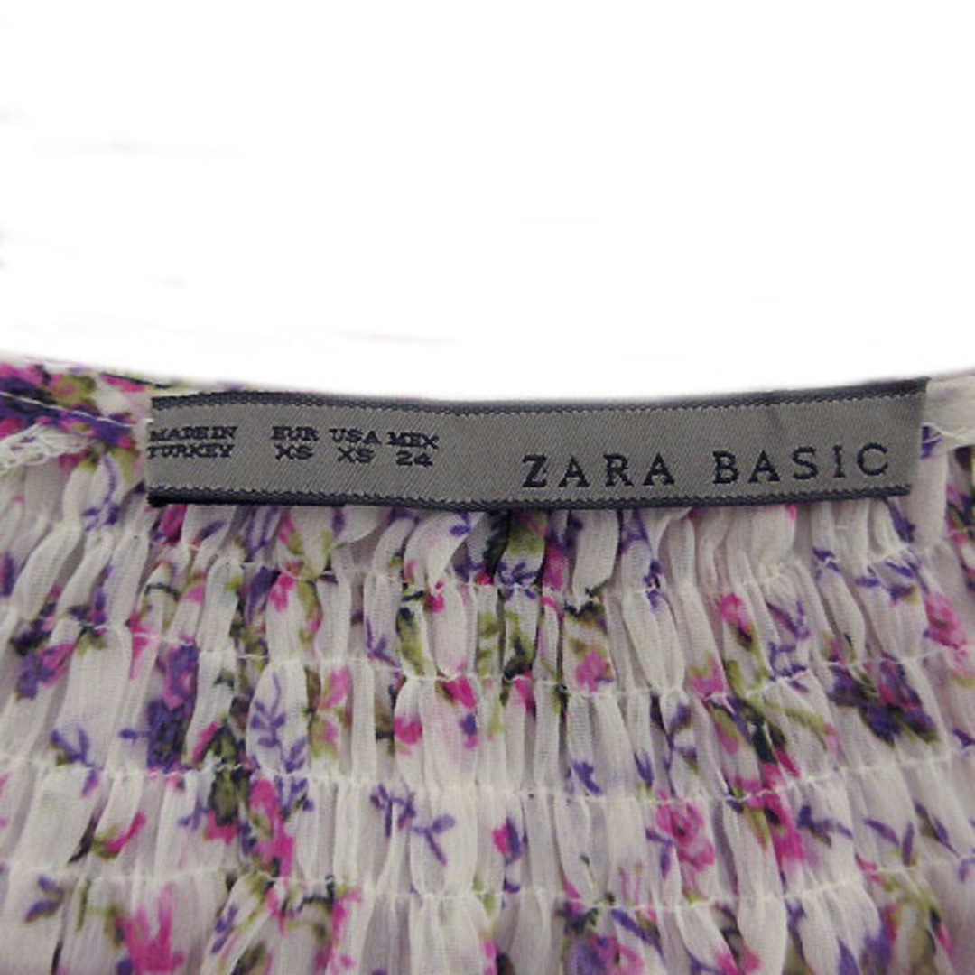 ZARA(ザラ)のザラ ベーシック ZARA BASIC カットソー 半袖 花柄 ホワイト 白 ピ レディースのトップス(カットソー(半袖/袖なし))の商品写真