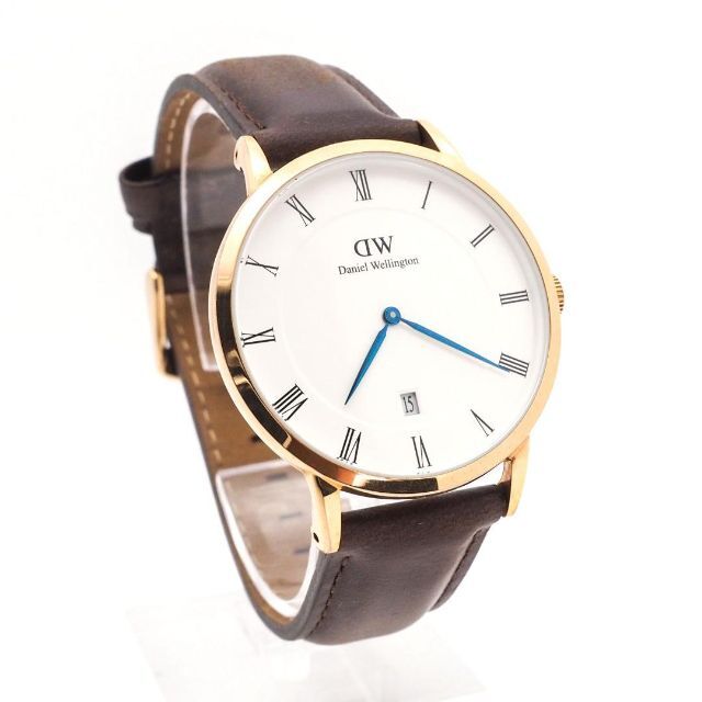 Daniel Wellington(ダニエルウェリントン)の《一点物》DW 腕時計 ホワイト デイト ピンクゴールド レザー ラウンド メンズの時計(腕時計(アナログ))の商品写真