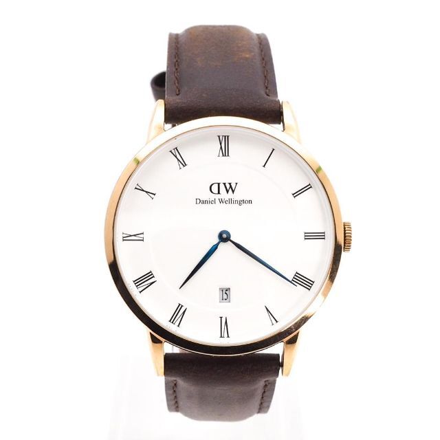 Daniel Wellington(ダニエルウェリントン)の《一点物》DW 腕時計 ホワイト デイト ピンクゴールド レザー ラウンド メンズの時計(腕時計(アナログ))の商品写真