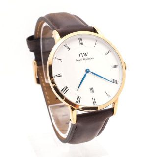 ダニエルウェリントン(Daniel Wellington)の《一点物》DW 腕時計 ホワイト デイト ピンクゴールド レザー ラウンド(腕時計(アナログ))