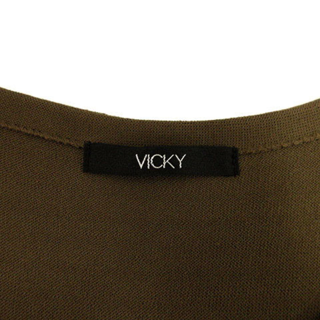 VICKY(ビッキー)のビッキー VICKY ニット 半袖 ビジュー ビーズ カーキ 2 レディースのトップス(ニット/セーター)の商品写真