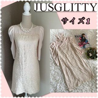 ジャスグリッティー(JUSGLITTY)の♡ジャスグリッティ　シフォンフラワーレースワンピース♡(ひざ丈ワンピース)