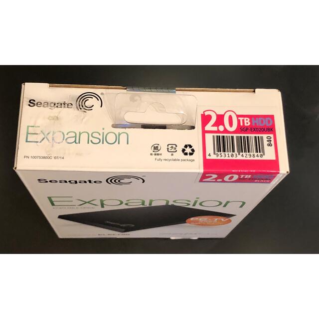 ELECOM(エレコム)のSeagate ポータブルハードディスク 2TB SGP-EX020UBK 新品 スマホ/家電/カメラのPC/タブレット(PC周辺機器)の商品写真