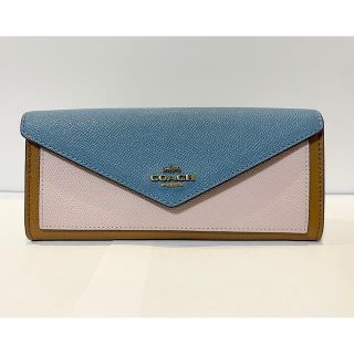 コーチ(COACH)のCOACH コーチ 長財布 カラーブロック ブルー　ピンク　ブラウン(財布)