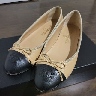 CHANEL シャネル メッシュ レースバイカラーバレエシューズ 37