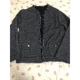 ザラ(ZARA)のZARA ツイードニットジャケット(ノーカラージャケット)