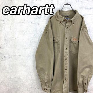 カーハート(carhartt)の希少 90s カーハート ワークシャツ レザーロゴ ビッグシルエット.(シャツ)