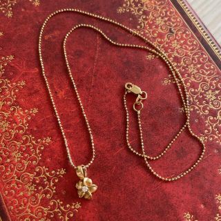 ハワイアンジュエリー 14k ゴールド ネックレス プルメリア ダイヤモンド(ネックレス)