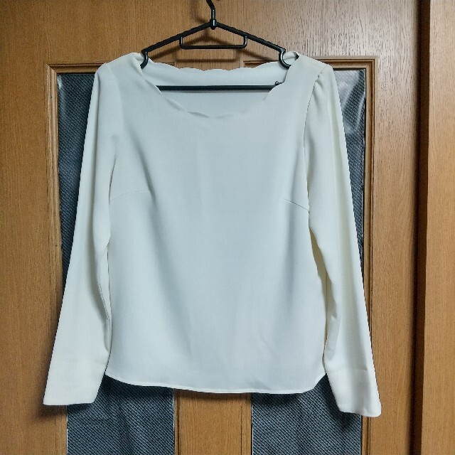 PROPORTION BODY DRESSING(プロポーションボディドレッシング)のプロポーションボディドレッシング スカラップシフォンブラウス、M、アイボリー 白 レディースのトップス(シャツ/ブラウス(長袖/七分))の商品写真