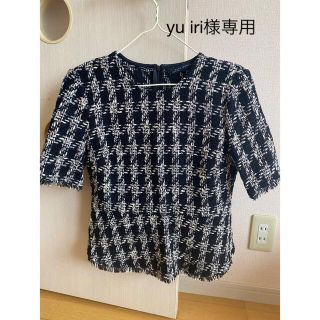 ザラ(ZARA)のZARA 格子ペプラムトップス　卒業入学式　XS(カットソー(半袖/袖なし))