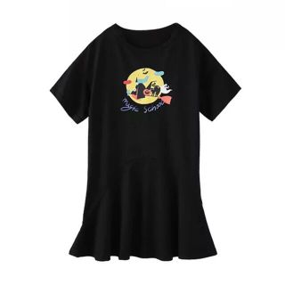 Tシャツワンピース 110cmブラック(ワンピース)