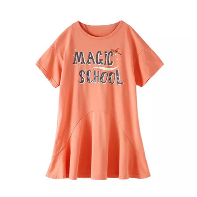 Tシャツワンピース120cmオレンジ キッズ/ベビー/マタニティのキッズ服女の子用(90cm~)(ワンピース)の商品写真