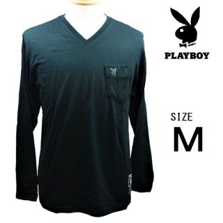 プレイボーイ(PLAYBOY)の未使用　PLAYBOY　ブラック　Ｍ　ロンＴ　Ｖネック(Tシャツ/カットソー(七分/長袖))