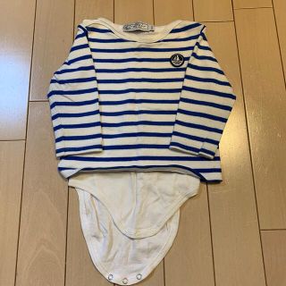 プチバトー(PETIT BATEAU)のプチバトー  マリニエール　12m ボーダー(ロンパース)