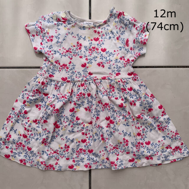 海外 Petit Bateau 12M 74 花柄ワンピース