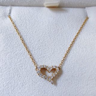 アーカー(AHKAH)のAHKAH アーカー ダイヤモンド ハート ネックレス K18YG 0.18ct(ネックレス)