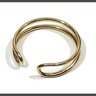 美品 ヒロタカ Hirotaka ダブルライン イヤーカフ K10 ゴールド(イヤリング)