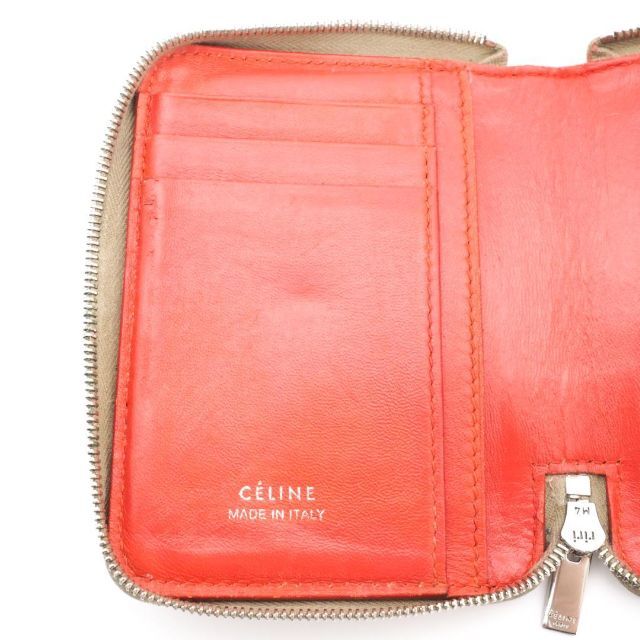 celine(セリーヌ)の《一点物》CELINE 折財布 ベージュ コンパクト財布 ラウンドジップ レザー レディースのファッション小物(財布)の商品写真