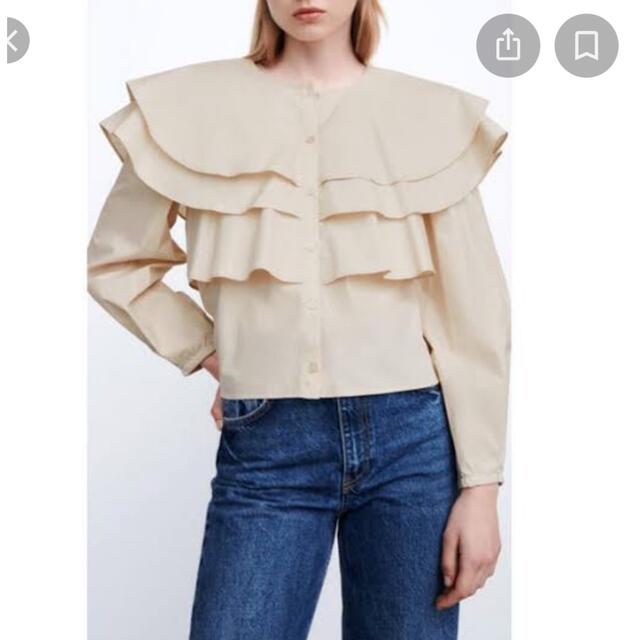 ZARA(ザラ)のZARA フリル付きポプリンシャツ レディースのトップス(シャツ/ブラウス(長袖/七分))の商品写真