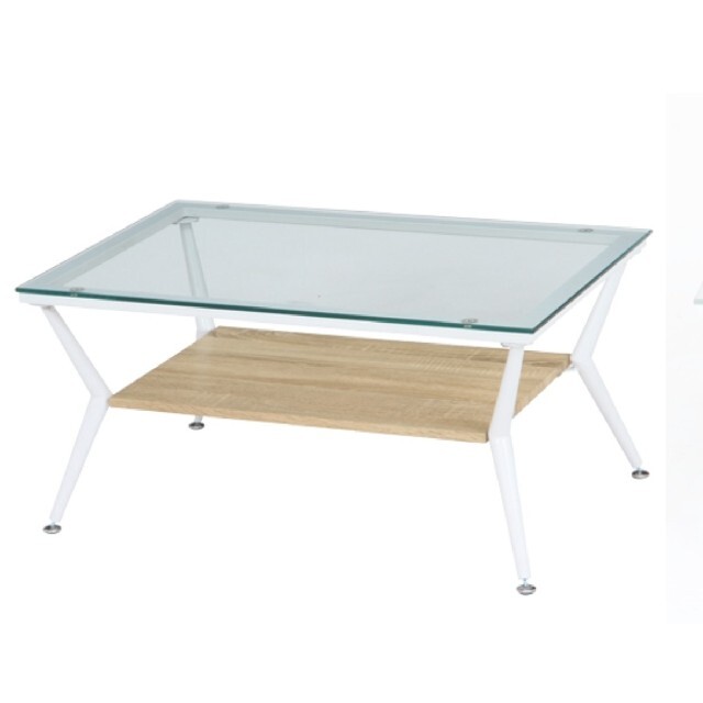 ガラスリビングテーブル クレア 幅80cm ナチュラル インテリア/住まい/日用品の机/テーブル(ローテーブル)の商品写真