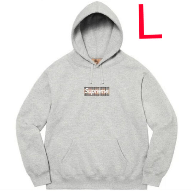 有名ブランド Supreme Burberry Box Logo Hooded L Grey パーカー