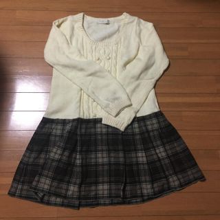 オリーブデオリーブ(OLIVEdesOLIVE)のももこ♪様専用！白ニットワンピース OLIVE des OLIVE(ひざ丈ワンピース)