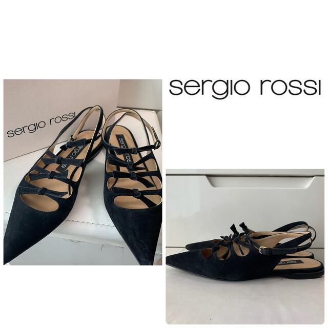 日本未入荷 Sergio Rossi - セルジオロッシ ブラックスエード リボン