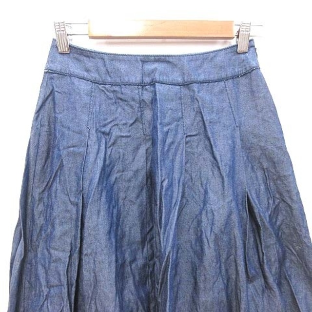 Harriss(ハリス)のハリス HARRISS プリーツスカート ひざ丈 シャンブレー 34 青 ブルー レディースのスカート(ひざ丈スカート)の商品写真