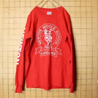 ギルタン(GILDAN)の90s GILDAN 3面プリント 長袖 Tシャツ ロンT レッド S ss67(Tシャツ/カットソー(七分/長袖))