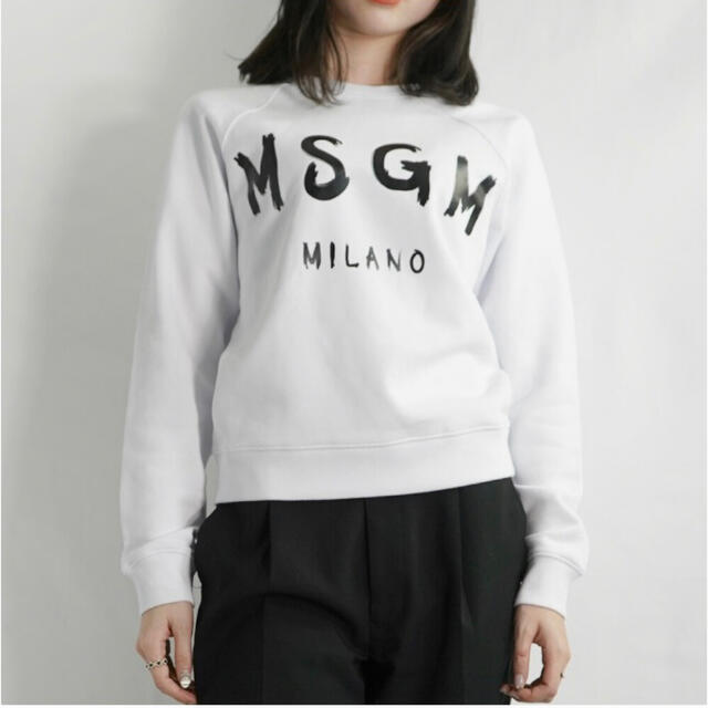 【新品・未使用】MSGM レディース 長袖 トレーナー ロゴ 白 スウェット S 4