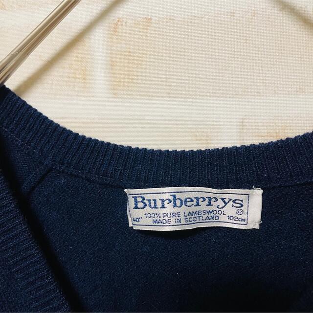 BURBERRY(バーバリー)のバーバリー Vネック ニット セーター 90s ヴィンテージ 刺繍 ネイビー メンズのトップス(ニット/セーター)の商品写真