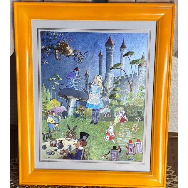 不思議の国のアリス】立体 絵画 フレーム 陶器 ディズニーランド 希少-