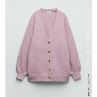 ザラ(ZARA)の新品未使用タグ付き！ZARA ニットカーディガン　ピンク　Sサイズ(カーディガン)