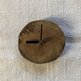 ハンドメイド　鍛金　真鍮　掛け時計　丸　円　シャビー　アンティーク風(掛時計/柱時計)